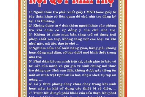 Bảng nội quy nhà trọ