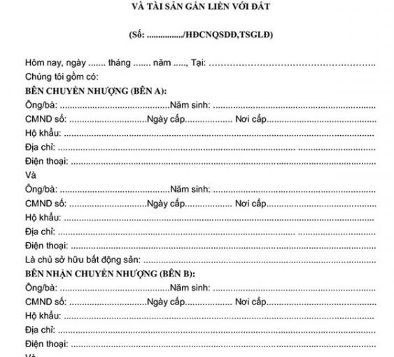 Mẫu hợp đồng mua bán nhà đất